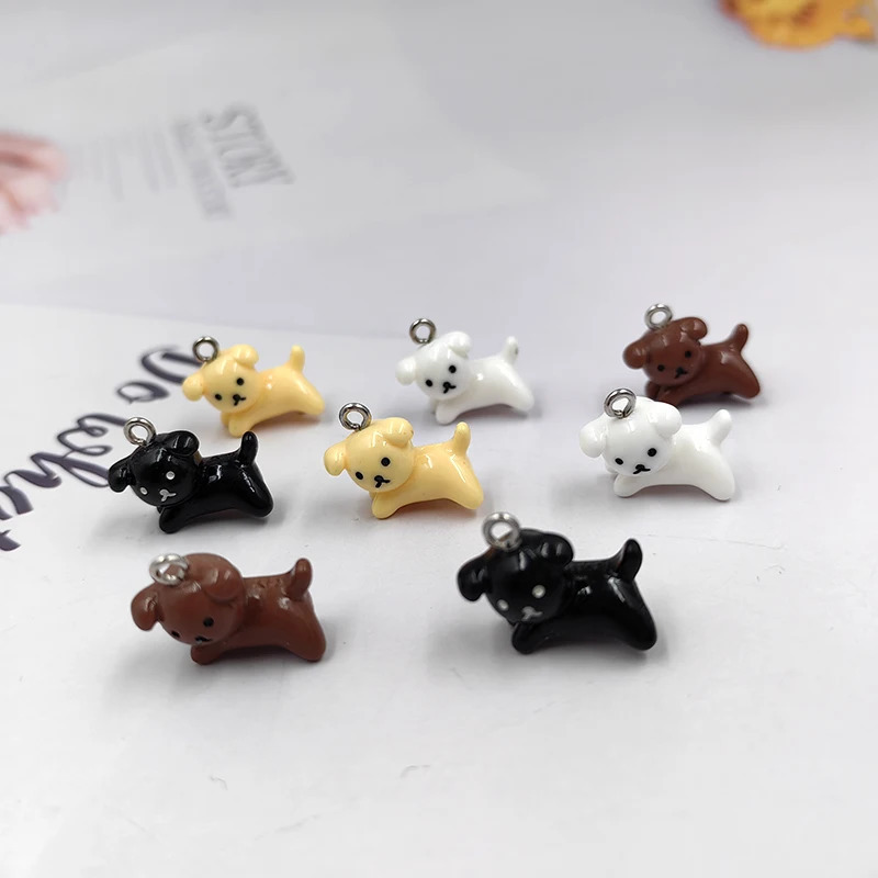 10pcs Fashion Small Puppy Dog Charms Floating Little Animals Pendant Flatback for Keychain DIY Jewelry Making Findings C313 250609