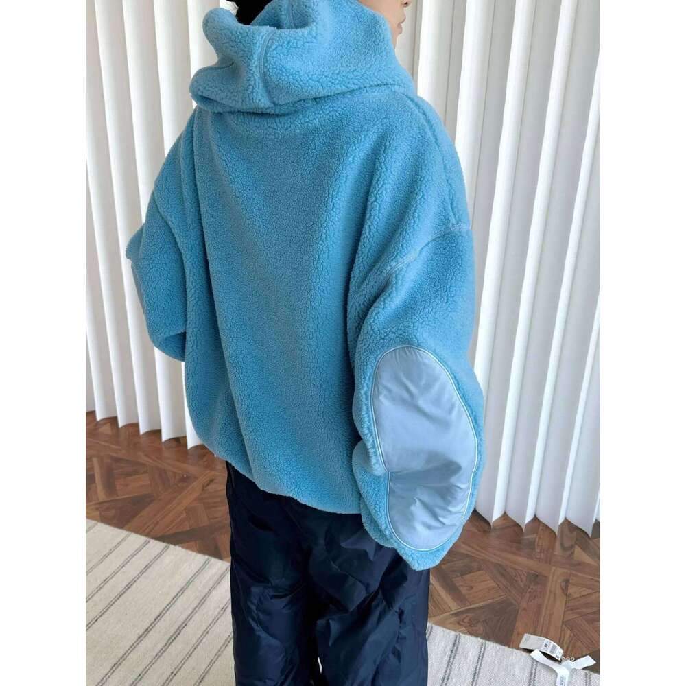 Winter women's casual solid color loose hooded sweatshirt