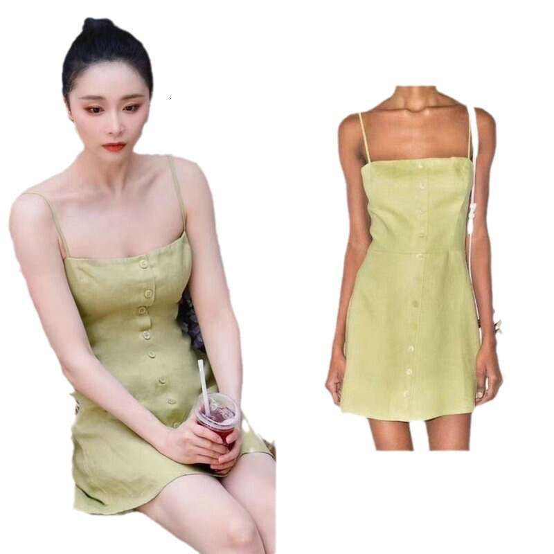 Vestidos Elegantes Summer Dresses for Women Maxi Dress for Women N683#gaoye Same Style 2025 Square Neck Strap Short Linen Dress French Womens Fashion
