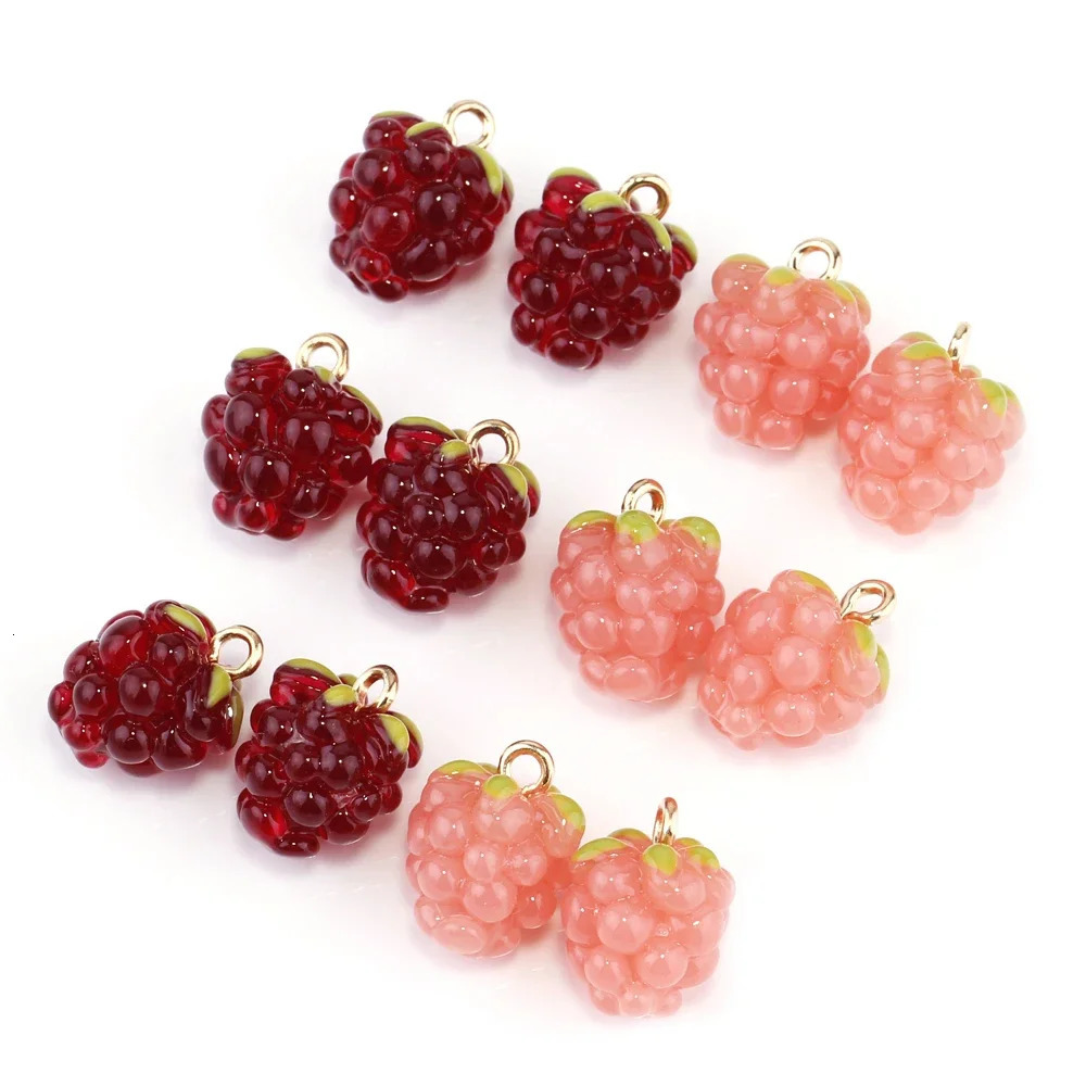 4pcs/lot 3D Raspberry Grapes Resin Fruits Charms for Earrings Keychain Bracelet DIY Decoration Jewelry Making Supplies Findings 250609