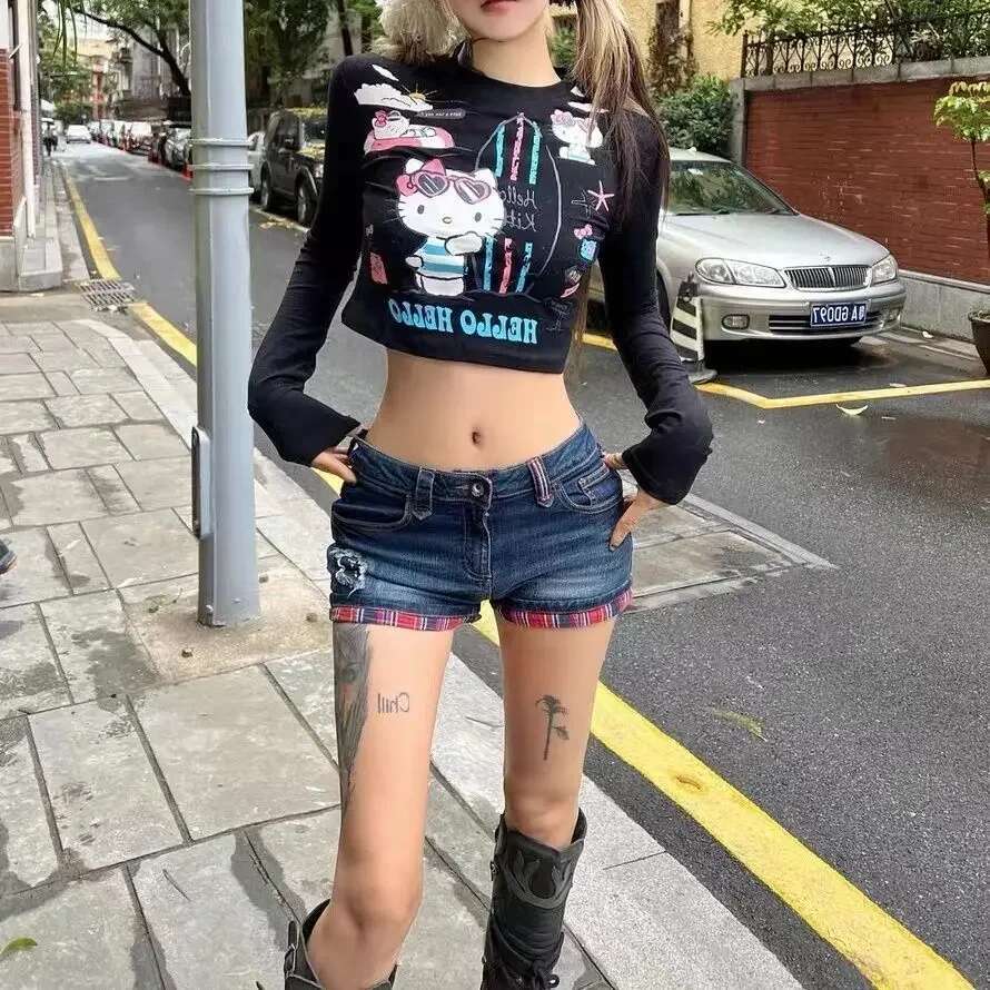 Korean Style Low Rise Waist Ripped Female Short Jeans Pants Normal Classic Casual Wholesale Jorts Comfy XL Womens Denim Shorts