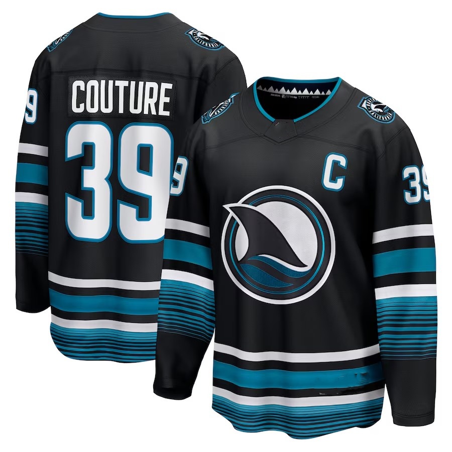 Macklin Celebrini 71 Logan Couture 39 Eklund 72 Hockey Jerseys Teal And Black S-XXXL Stitched Men Jersey Fanatic