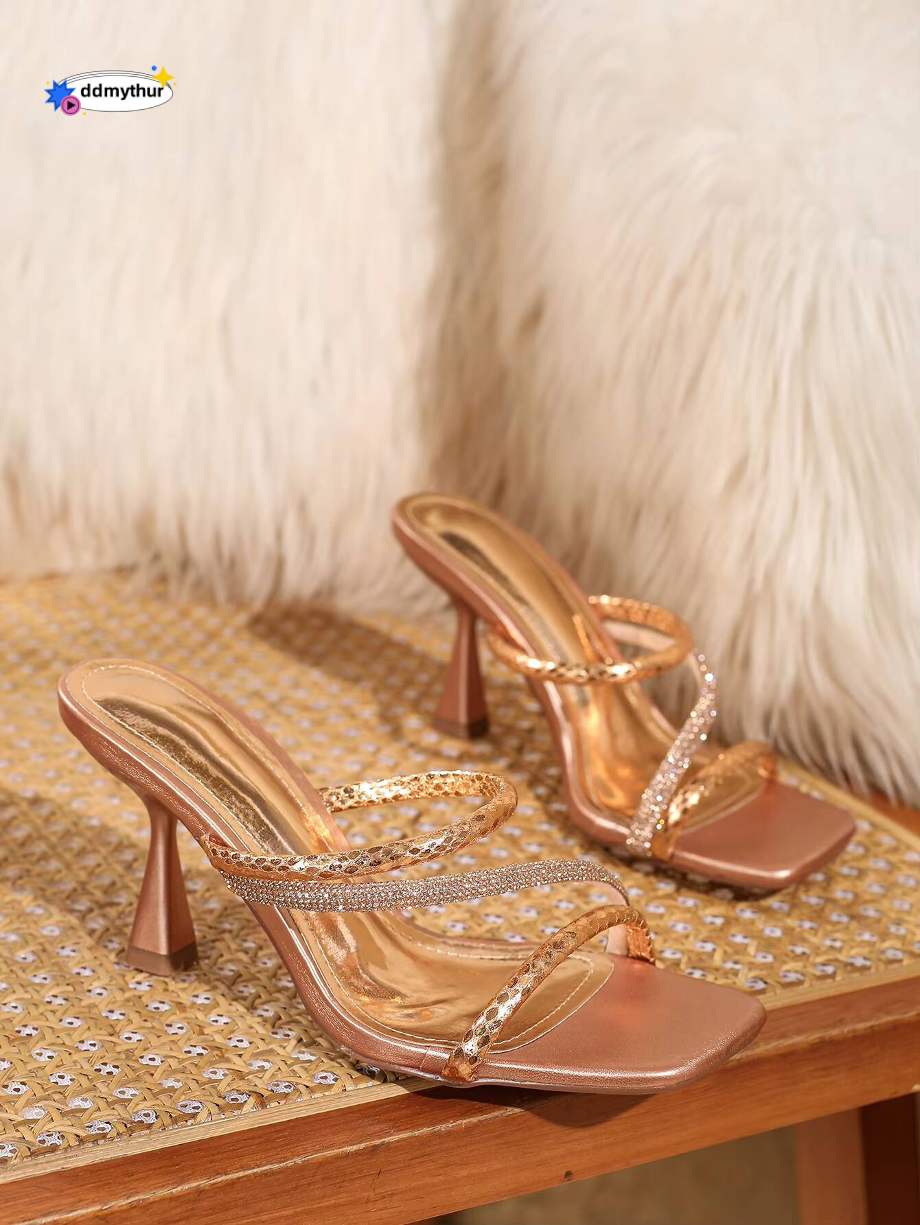 Women Rhinestone Sandals With prom Sexy Open Toe Square Elegant Summer Shoes ddmythur