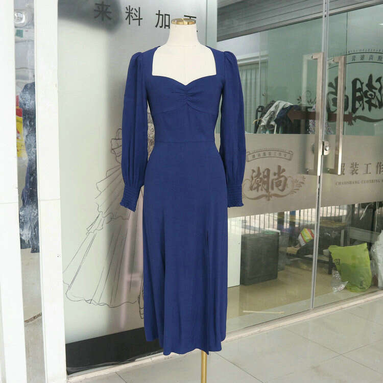 Buttock Plus Size Dresses Partydress Nr177ref Rayon for Women Spring Summer 2025 New Hepburn Style Loose Square Neck Long Dress