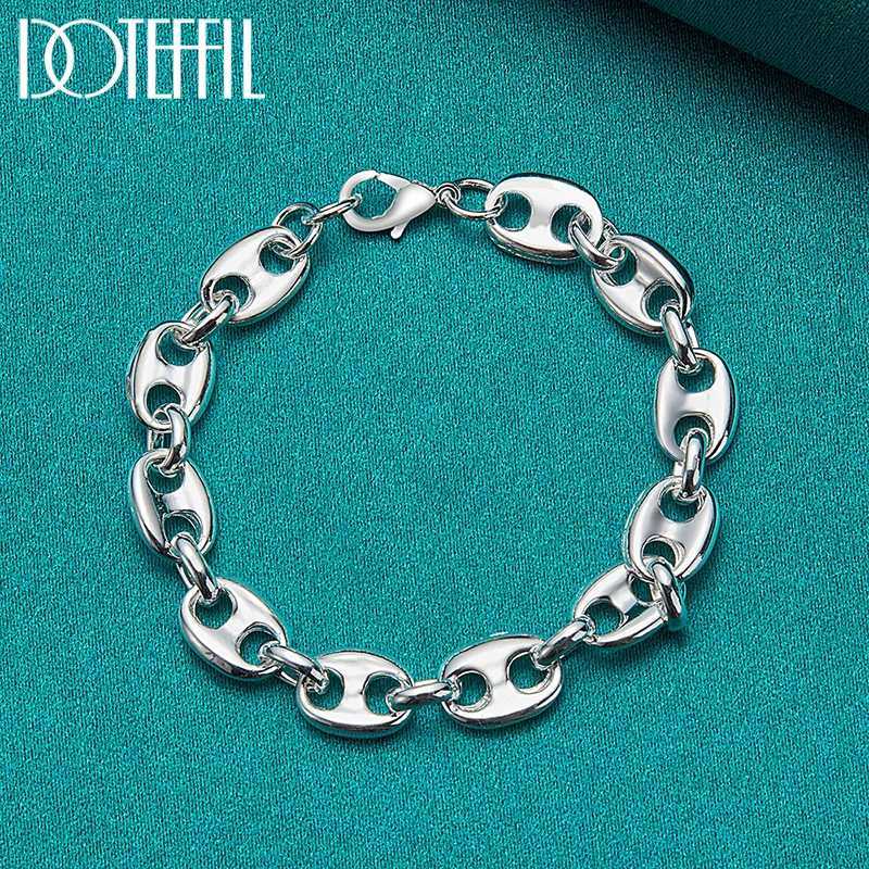 DOTEFFIL 925 Sterling Silver 18K Gold Simple Classic Chain Bracelet For Women Men Wedding Engagement Party Fashion Jewelry W250617