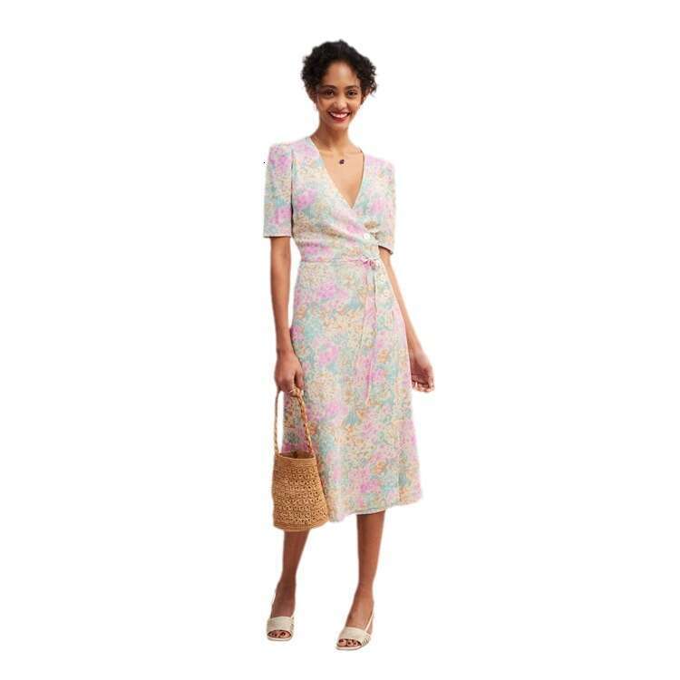 Dress Designer Black Dress Designer Dresses for Women Floral Dress Vestido Devise 114#button Tea Wrap Summer New French Style Womens Dress