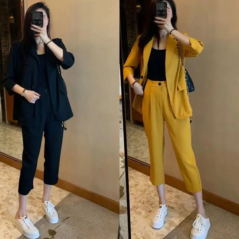 Casual Suit Jacket Two Piece Sets for Women office Fall Outfits Fashion Womens Blazer and Pants Suits Set 2 Elegant Pieces 250612