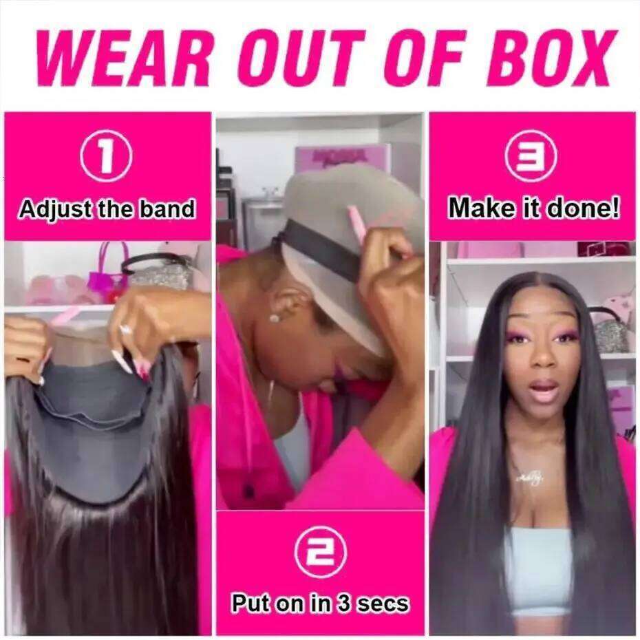 Straight Pre-Cut Wig 5x5 6x4 7x5 9x6 Lace Closure Glueless No Glue Brazilian Remy Human Hair Easy Ready To Wear And Go