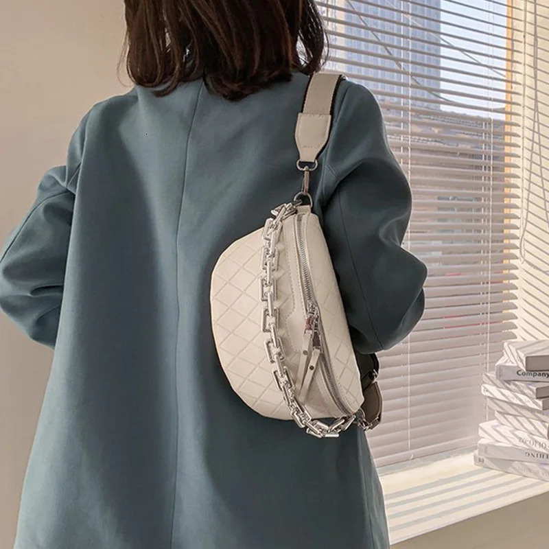 Chain Fanny pack Women Leather Waist Bag Chest pack Mini Female Belt Bags Fashion Ladies Shoulder Crossbody Bag 250614