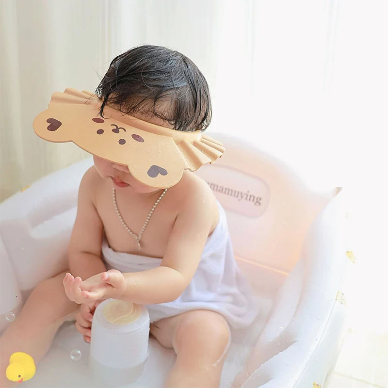 Adjustable Baby Shampoo Shower Cap born Baby Bath Accessories Children Bathing Wash Hair Shield Hat Ear Protection Head Cover 250617