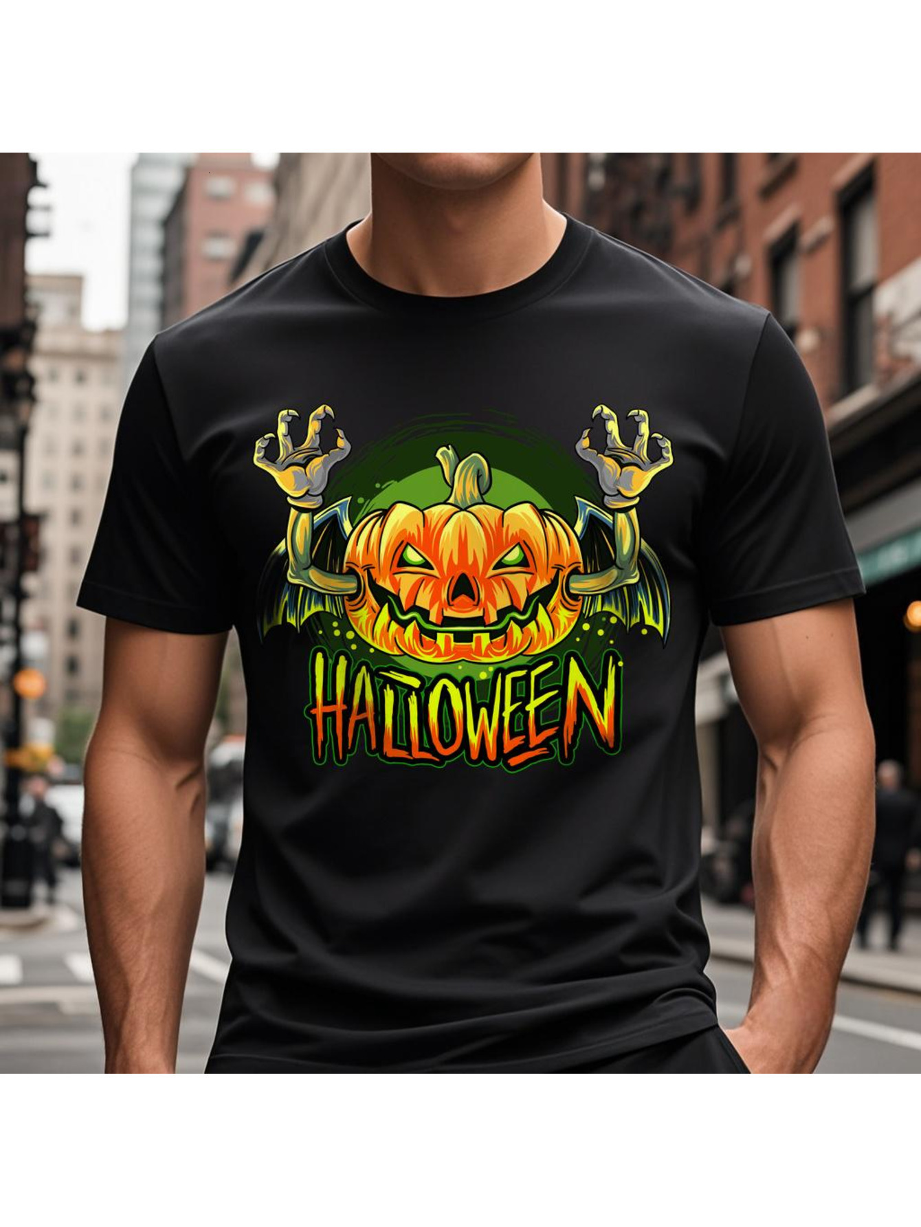 Dongdumaoyi Adult Text Cotton Men Round Collar 180G White T Shirts Black S-3Xl Graphics Short Sleeve Halloween 8127