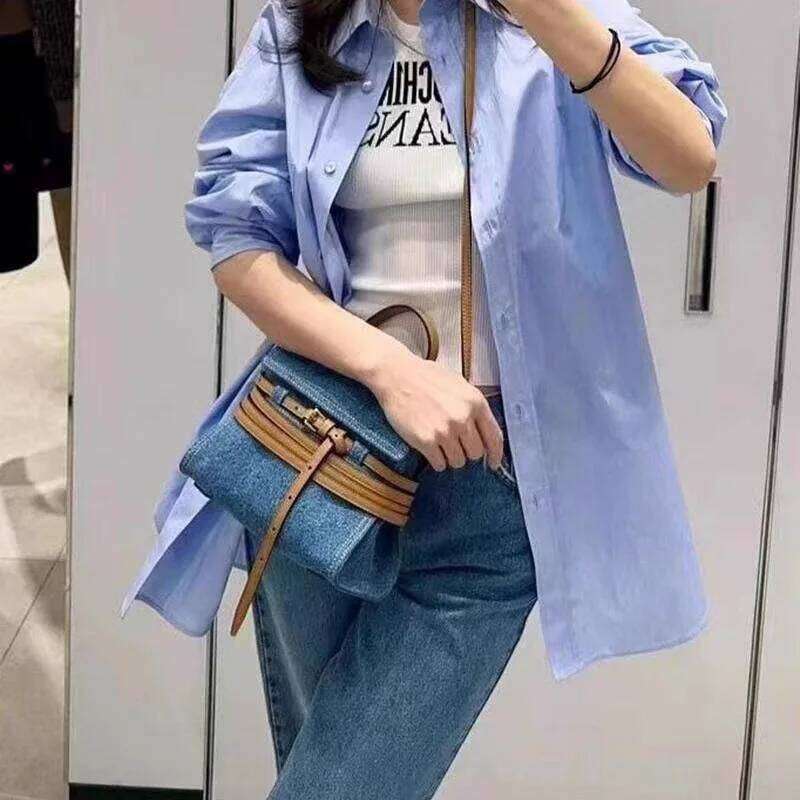 Hot Selling New Top Bottom Handle Designer Fashion Double Belt Buckle Artificial Suede Shoulder Bag