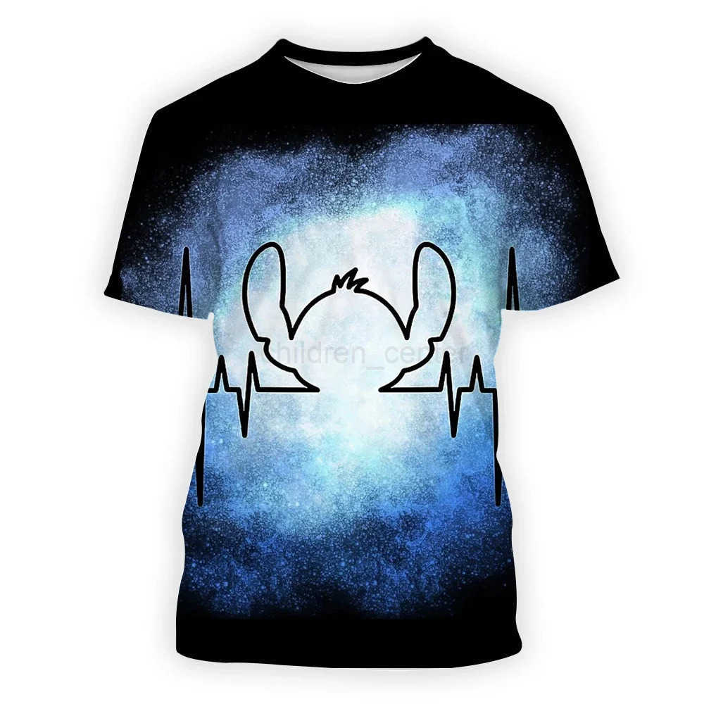 Disney 2024 Disney Anime Lilo Stitch 3D Print T-Shirt Kids Tops Tee T-shirt Women Men Unisex Summer Short Sleeve T-Shirts W250617