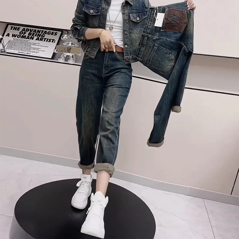 Plus Size High Waist Harlan Denim Jeans plus Size Elastic Slimming Dad Pants Trendy Spring Arrival Womens Clothing Big Size 250609