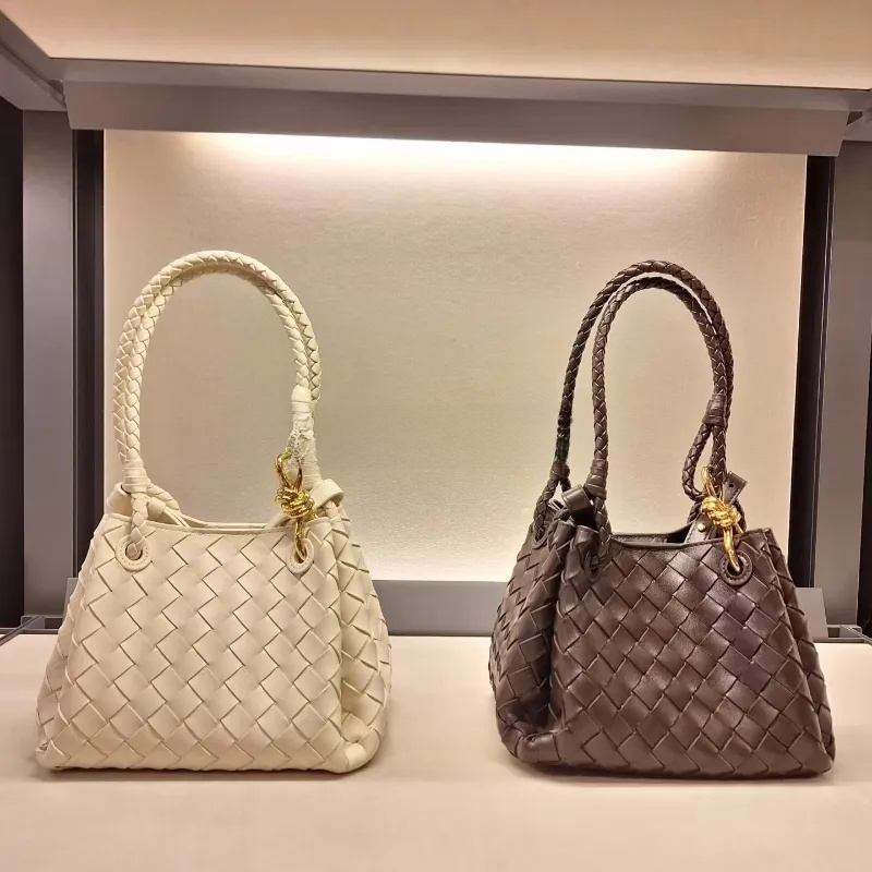 Shoulder Small Parachute Designer knot Genuine Leather Crossbody Handbag Andiamo Woven Women Travel Vocation Bag Gold plated hardware