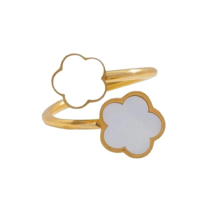 High-End Women's Open Stainless Steel Ring Jewelry Gold Non-Fading Flower Hand Decoration