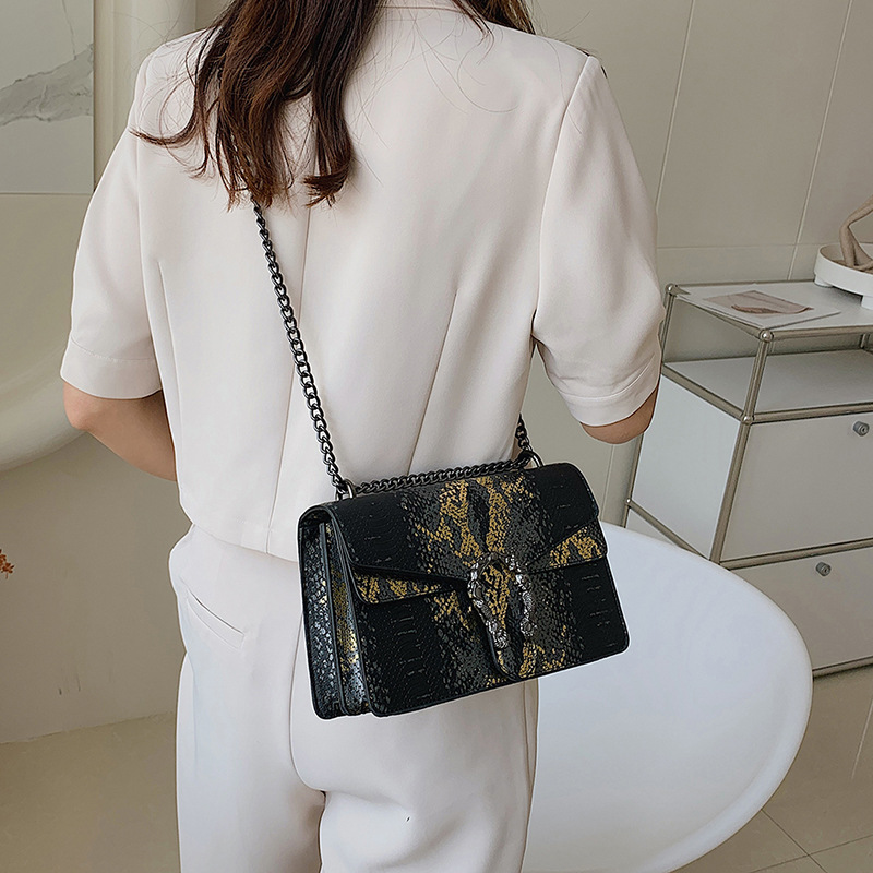2025 Free Shipping Women's Designer Luxury Fashion New Fashion Serpentine Small Square Bag Single Shoulder Cross Shoulder Chain Bag gray black