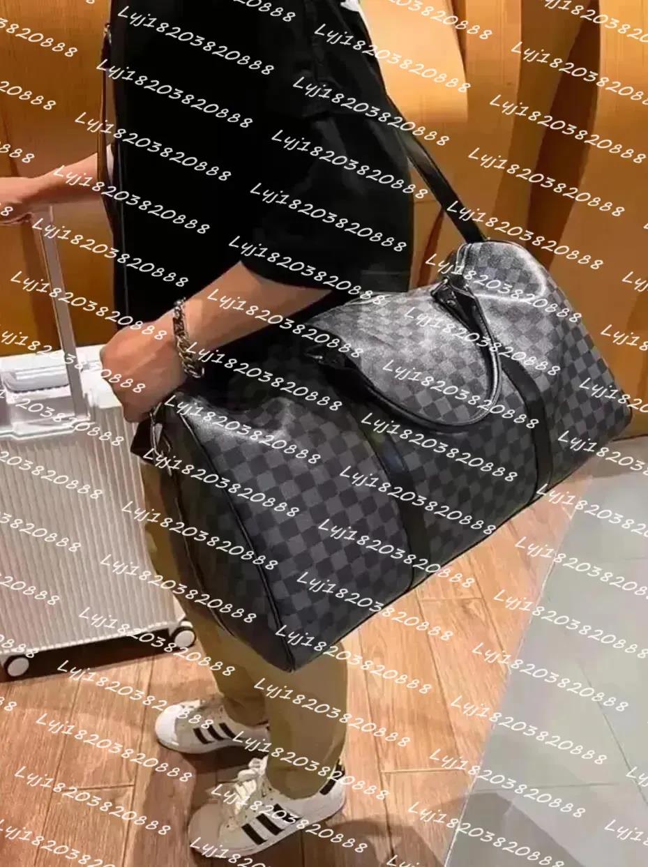 10A Quality New Fashion 55CM Leather designer men Duffel Bags Suitcases luggage Sport Outdoor Packs shoulder Travel bags messenger bag Totes bags Unisex handbags