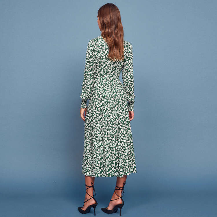 Vestidos June Summer Dresses for Women Clothes Women Designer N160ref Rayon for Women 2025 Autumn Dilireba French Style Long Sleeve Floral Dress Slimm