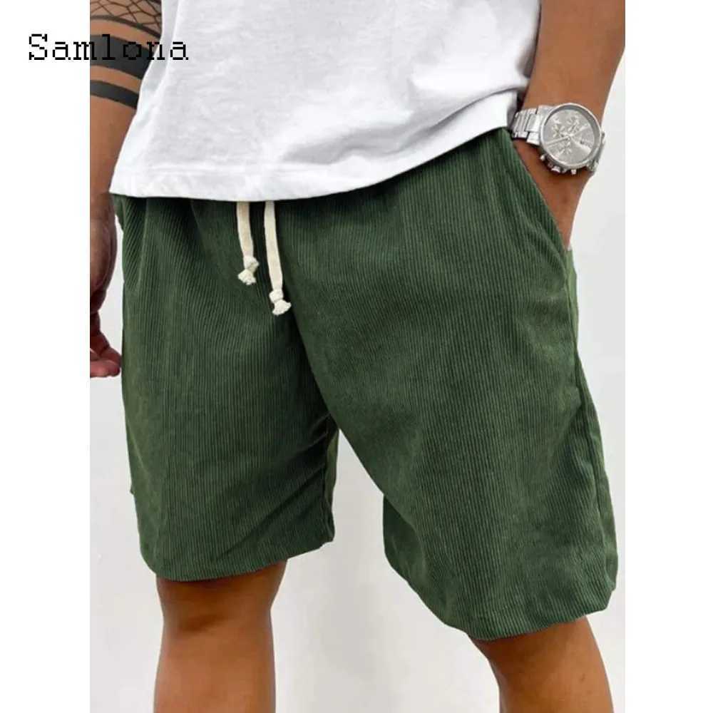 Khaki Green Soft Corduroy Shorts Men Fashion Drawstring Half Pants Male Streetwear 2025 Stylish simplicity Casual Beach Shorts Z250617