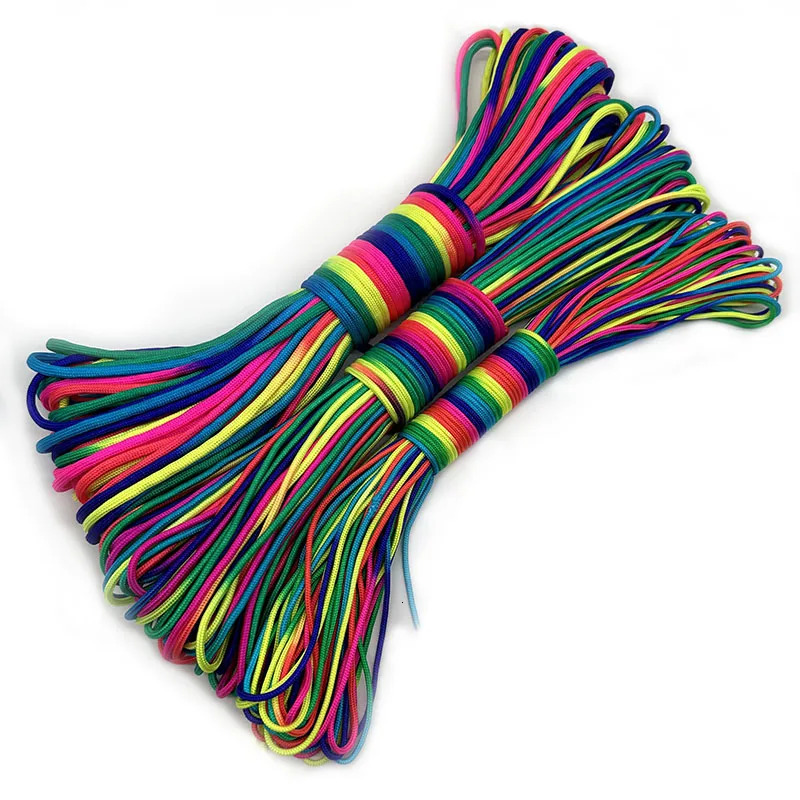 Paracord 2mm m 4mm Rainbow Rope 7 Strands Parachute Climbing Survival Gear Bracelet 250611