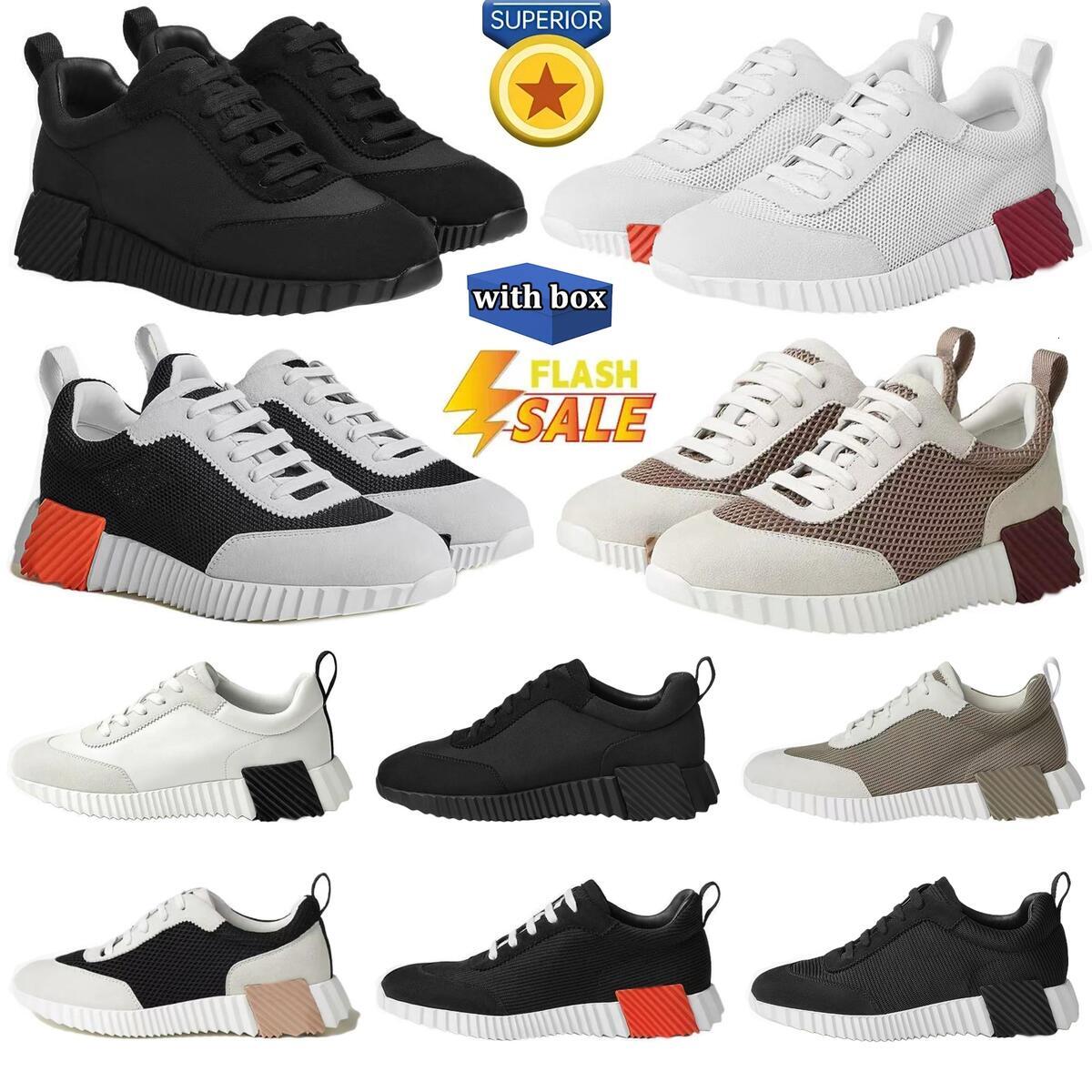 with Box Bouncing Sneakers Designer Suede Casual Shoes Trainers Breathable Mesh Shoe Men Bounce Women Sneaker Non-Slip Rubber Sole Flat Trainer H Word a7e
