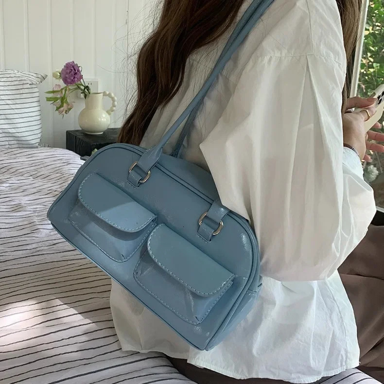 Womens Retro Single Shoulder Handheld Underarm Bag Oil Wax Leather Bag Double Bag Casual Bag 250614