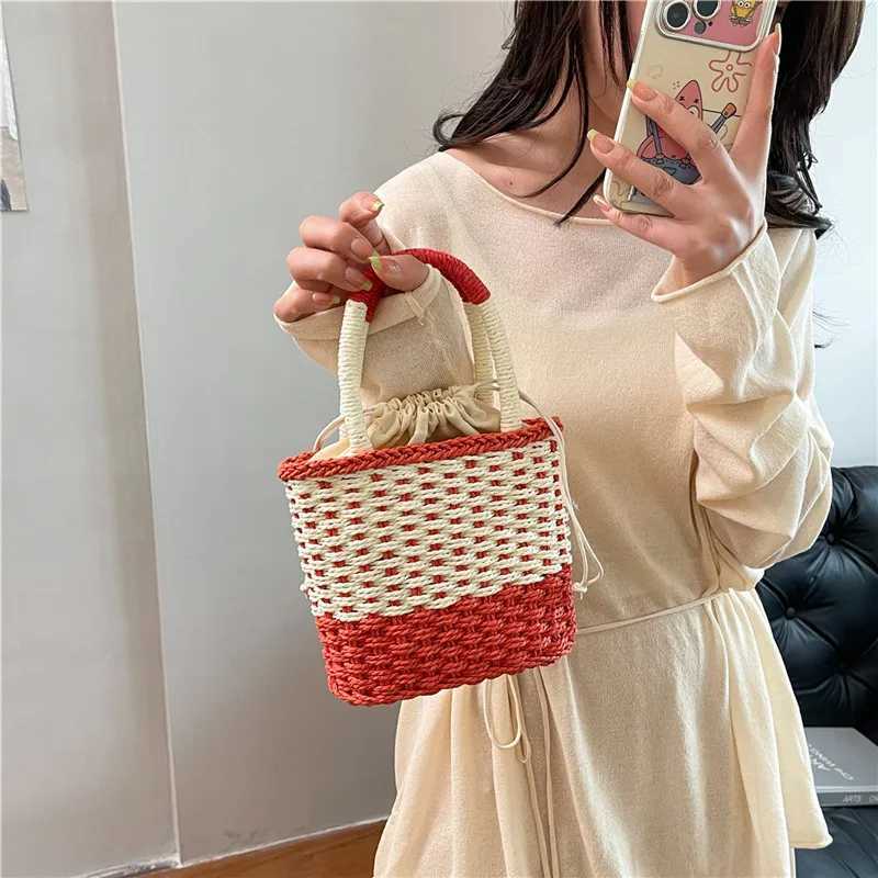Summer for Women StrAW Shoulder Bags Rattan Woven Top Handle Bag Hollow Raffia Crochet Beach Bag Casual Handbags Z250617