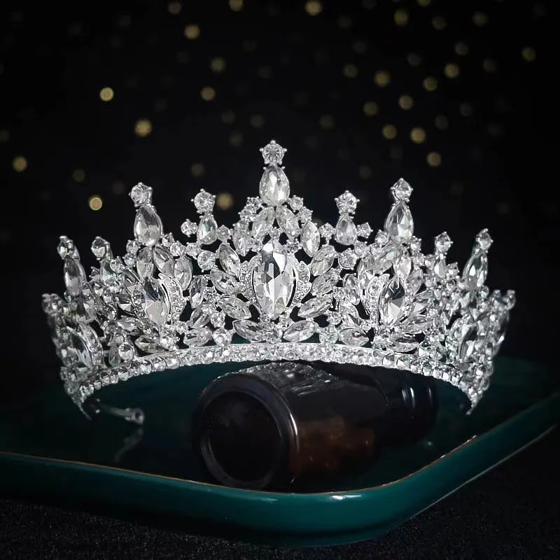 Big Rhinestone Geometric Bridal Tiaras Crown Baroque Crystal Pageant Prom Diadem Bride Headbands Wedding Hair Accessories 250603