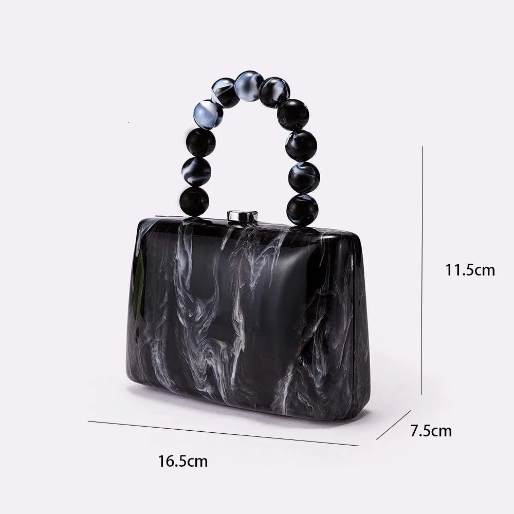 Designer Marble Texture Black Evening Bag Luxury Acrylic Clutch for Women Wedding Prom Party Perfect Gift Dating 250614