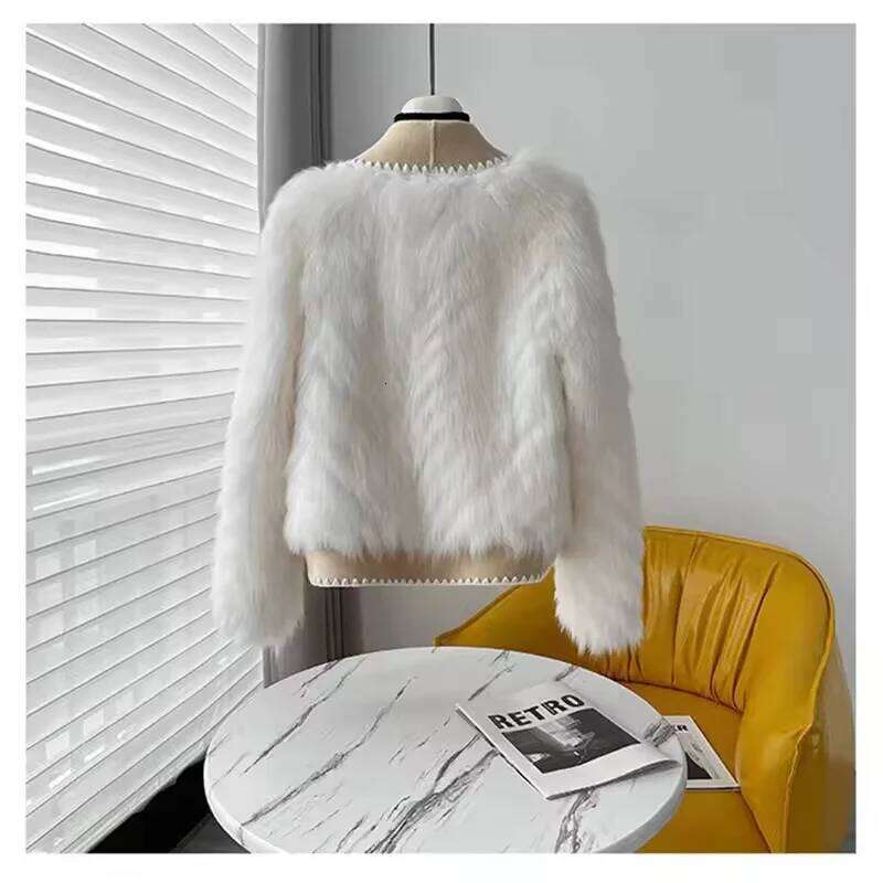 Fashion Faux Fox Fur Coat for Women's 2025 New Autumn Winter Lapel High-End Short Double-Sided Woolen Cardigan Jacket Female
