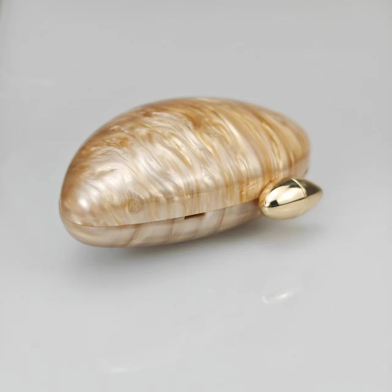 Acrylic Egg Shape Cutch Bag Women Designer Evening Party Cute Pearl Shell Purse Rose Red Metal Clasp Shoulder Messenger 250614