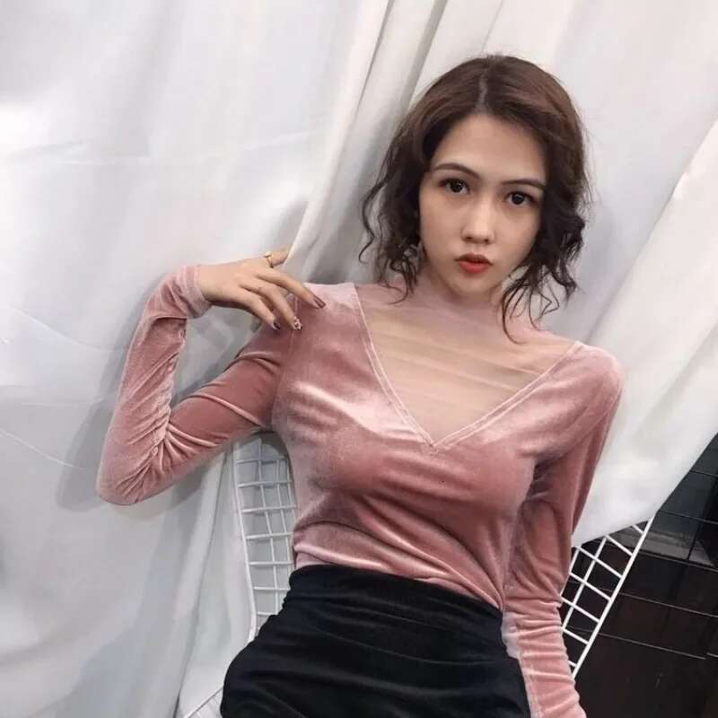 Korean Style Womens Long Sleeve T-shirt Fashion Polyester Y2k Korea Vintage Elegant Sale Yk2 Clothing 2025 Clearance Top Female