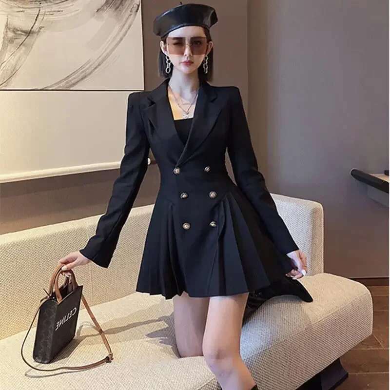 Womens Dress Harajuku Formal Occasion Female Dresses 2025 Long Sleeve Blazer Clothing Aesthetic Luxury Promotion Retro Fashion