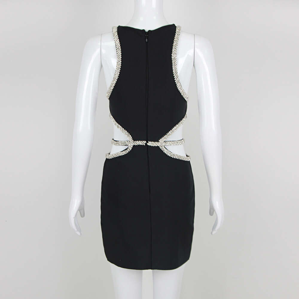Spring/Summer New Fashion Design Sense Waist-Exposing Exquisite Rhinestone Flower Birthday Bandage Dress