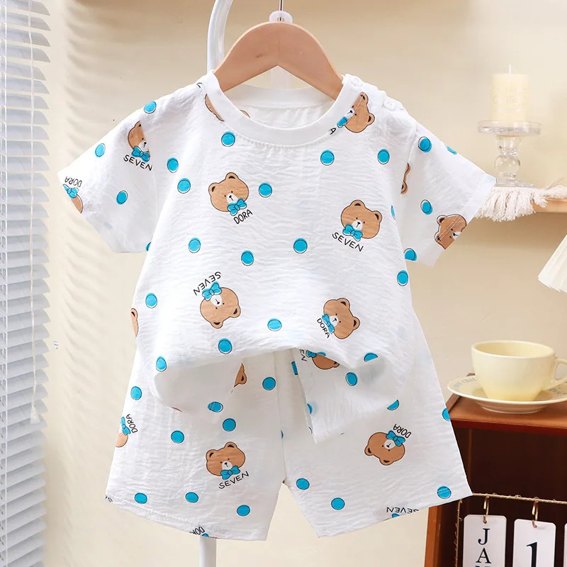 Summer Children Clothes Pajama Set Soft Solid Color Comfortable Clothing Kids Girls Boys Pajamas Sleepwear 250617