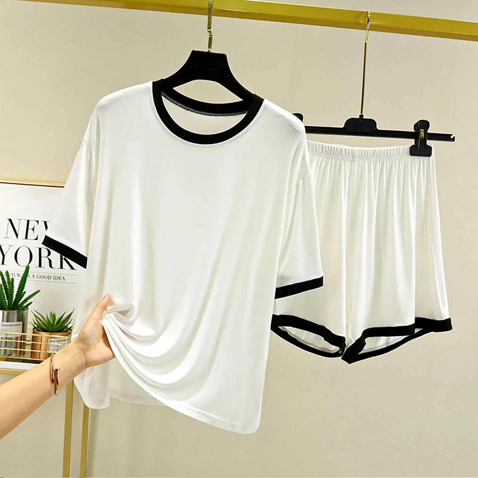 MenS Summer Pajama Suit Short Sleeved T Shirt Two Piece Thin Loose Casual Shorts Set Can Be Worn At Home Male Sleeping Wear 250614