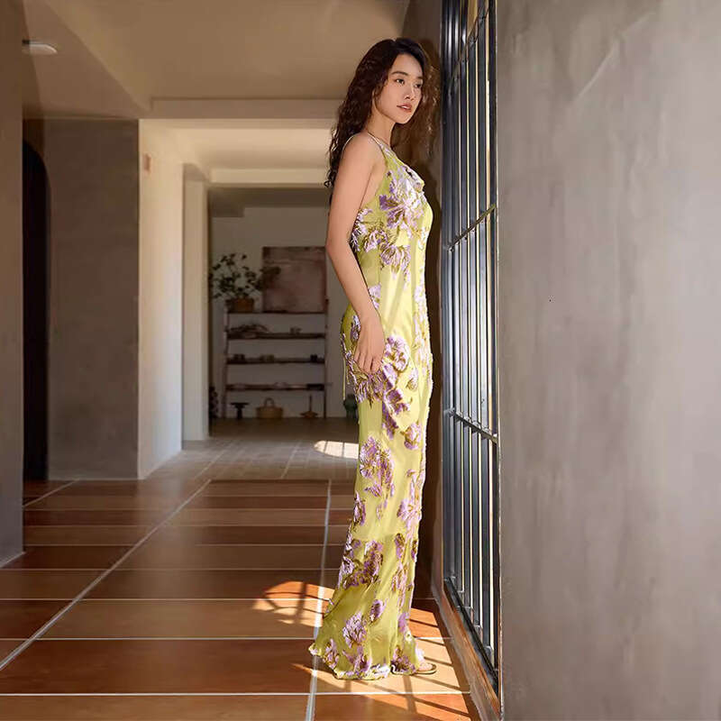 Wedding Guest Dress for Women Promdress Womens Designer Clothing Dry Clean Only 859 Silk Jacquard Velvet Swing Neck Bias Cut Slip Long Mermaid Dress f