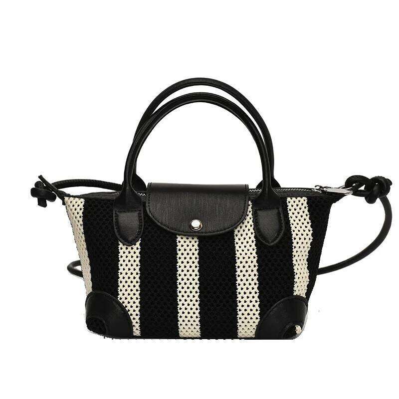 Women's Handbag. Korean Fashion Style, Handheld -like Design. Popular, Stylish Striped Fabric, Crossbody for Females
