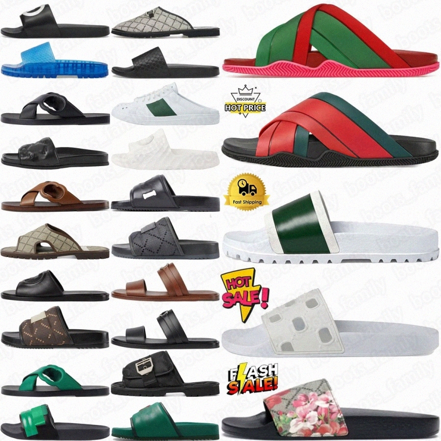 Web Slide designer slides mens sliders women slipper Pink Rubber Bloom Pursuit Pool White Interlocking Black Beige Canvas Orange Blue X0YK#