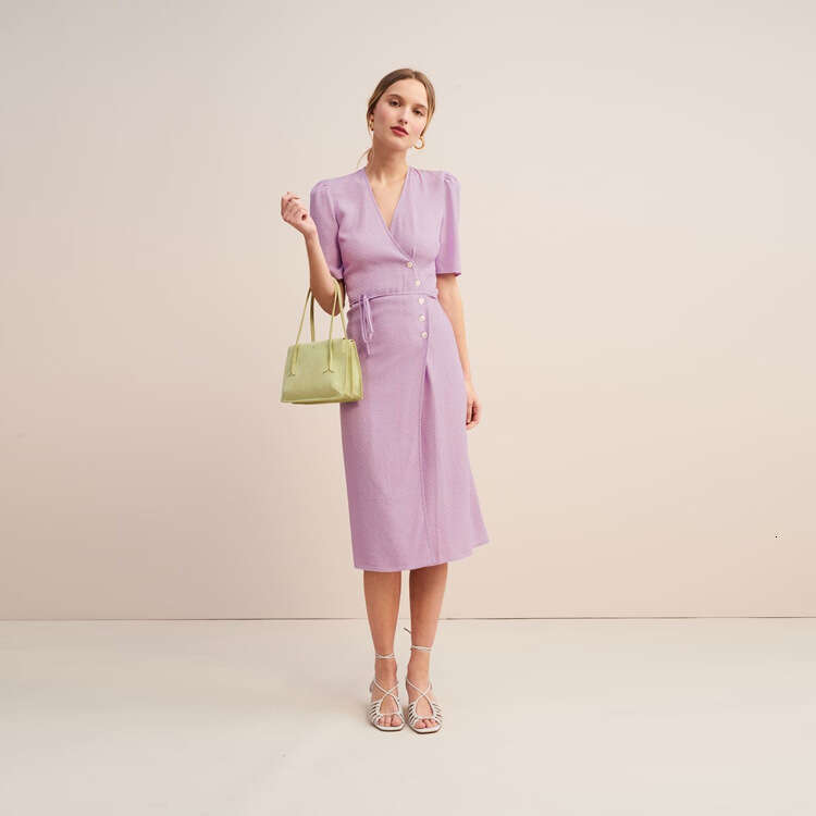 Womens Dress Vestidos Partydress Womandress 114 Button Tea Wrap Summer New French Style Womens Dress