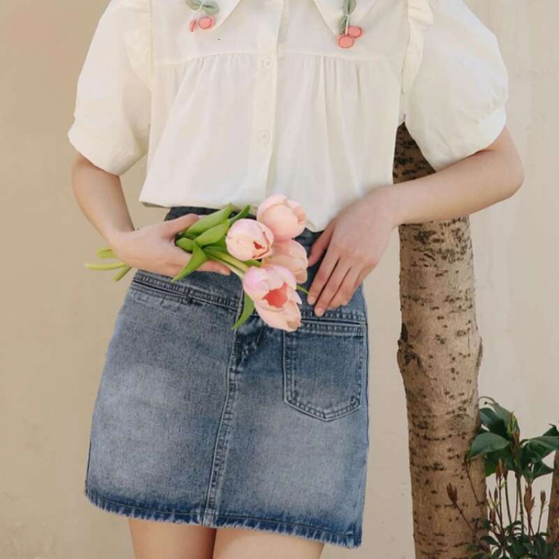 Wrap Woman Denim Skirt Kawaii Jeans Skirts for Women Gyaru Cute Tight 2025 Trend Clothing Sales Modest Cheap Stylish Premium V