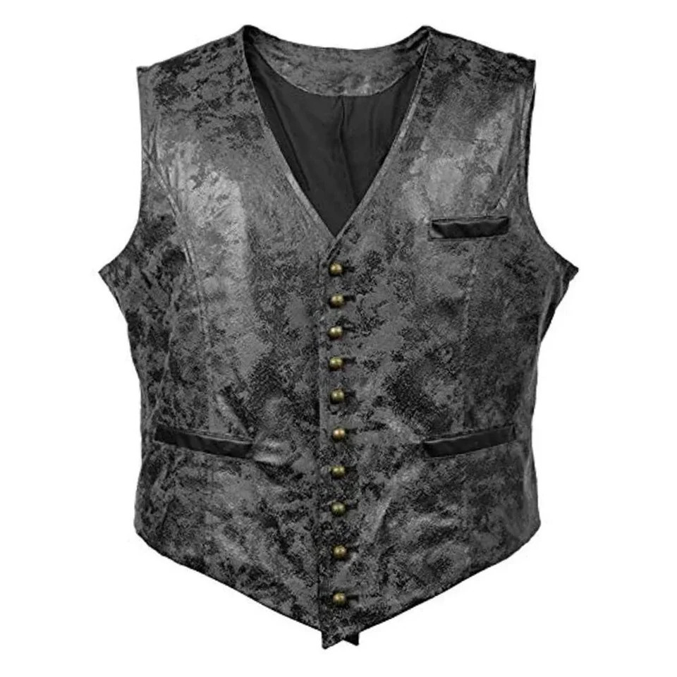 Retro Vest Punk Rock Biker Single Breasted Blazer Sleeveless Club Slim Fit Gillet Tops V-neck M-2XL Men 250614