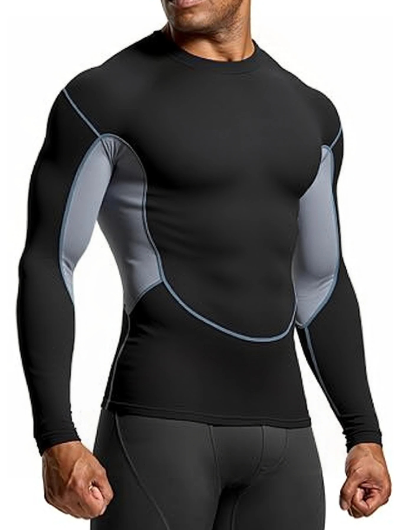 Mens Running T Shirt Quick Dry Shirt Yoga Training Compression Sports Tops Long Sleeve Solid Running Sweatshirt T-Shirts 250616