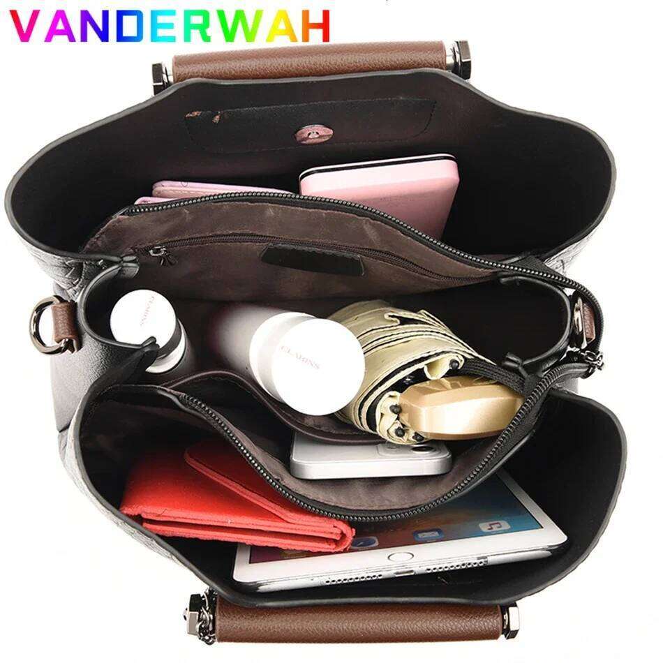 3 Layers Alligator Crossbody Hand Bag For Women Mom Fashion Casual Tote Female Shoulder Messenger Sac Brand Pu Leather Handbags
