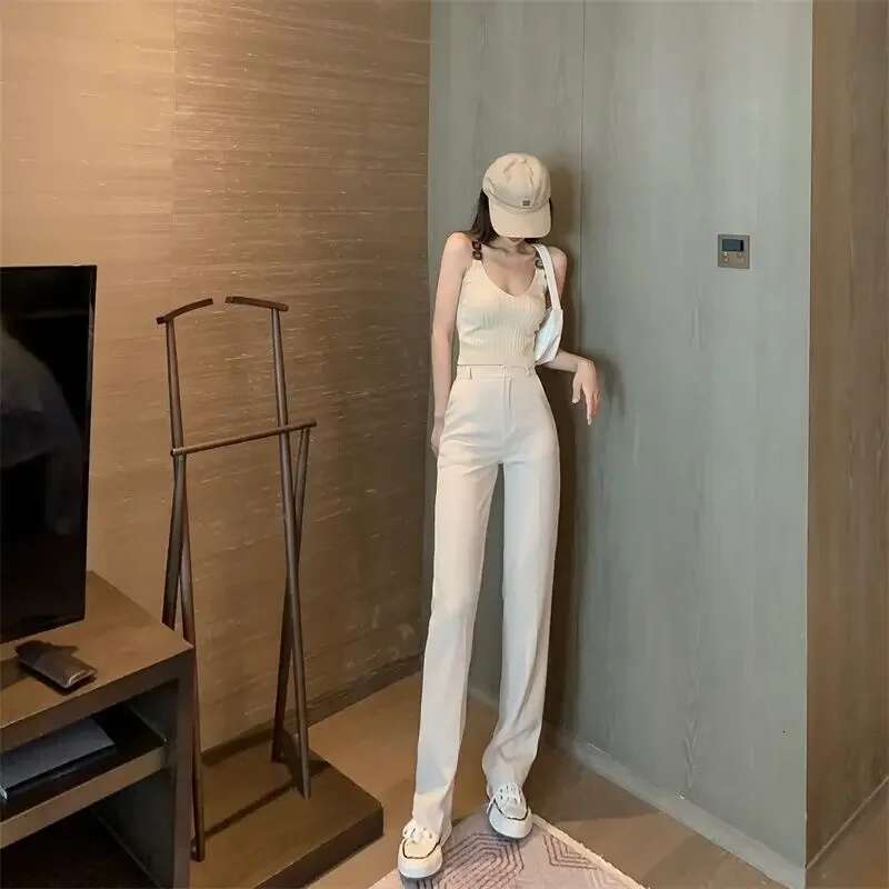 Pants for Women New In High Waist Wide Leg Woman Trousers Chic and Elegant One Size Vintage All Medium Autumn Quality Classic G