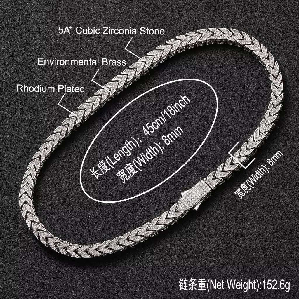 Hip Hop Jewellery Cooper Material 8mm Miami Cuban Chain V Shape Pattern 4 Side Full of CZ Diamond Bracelets