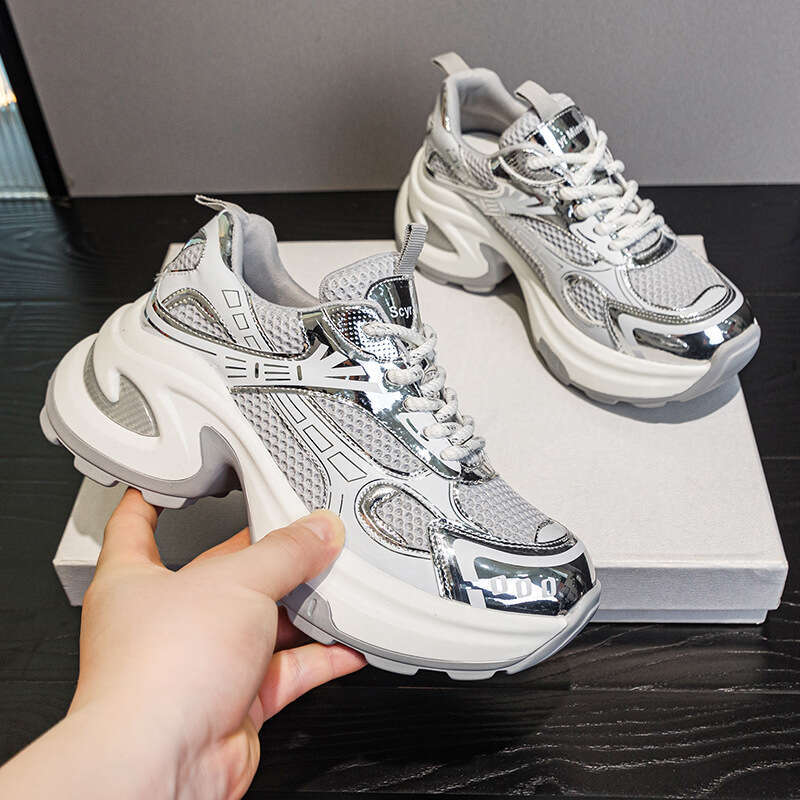 Trendy Street Style Dad Sneakers 2025 New Korean Version Casual Fashion Trend Thick Sole New Height Increasing Sports Shoes For Women
