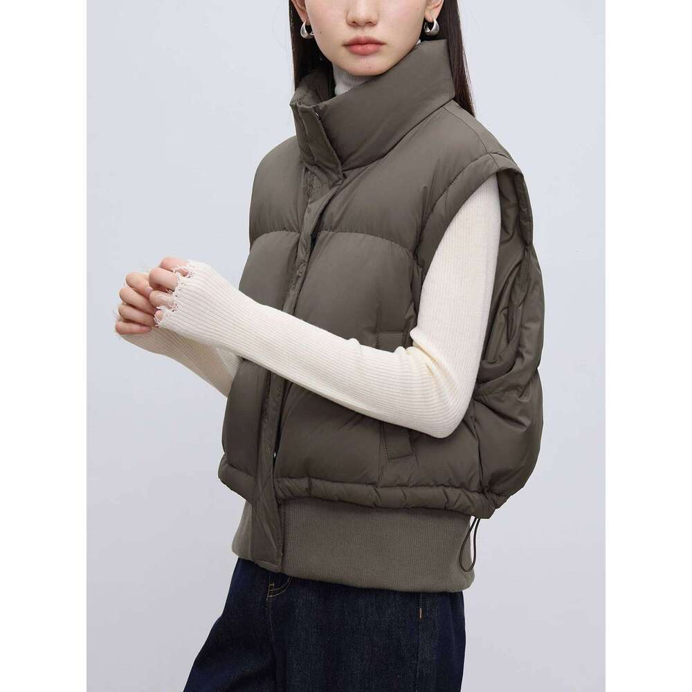 ZIQIAO Petite Size Short Down for 2024 Winter Outfit New Vest Women Casual Loose Brown Jacket 24ZQ94007
