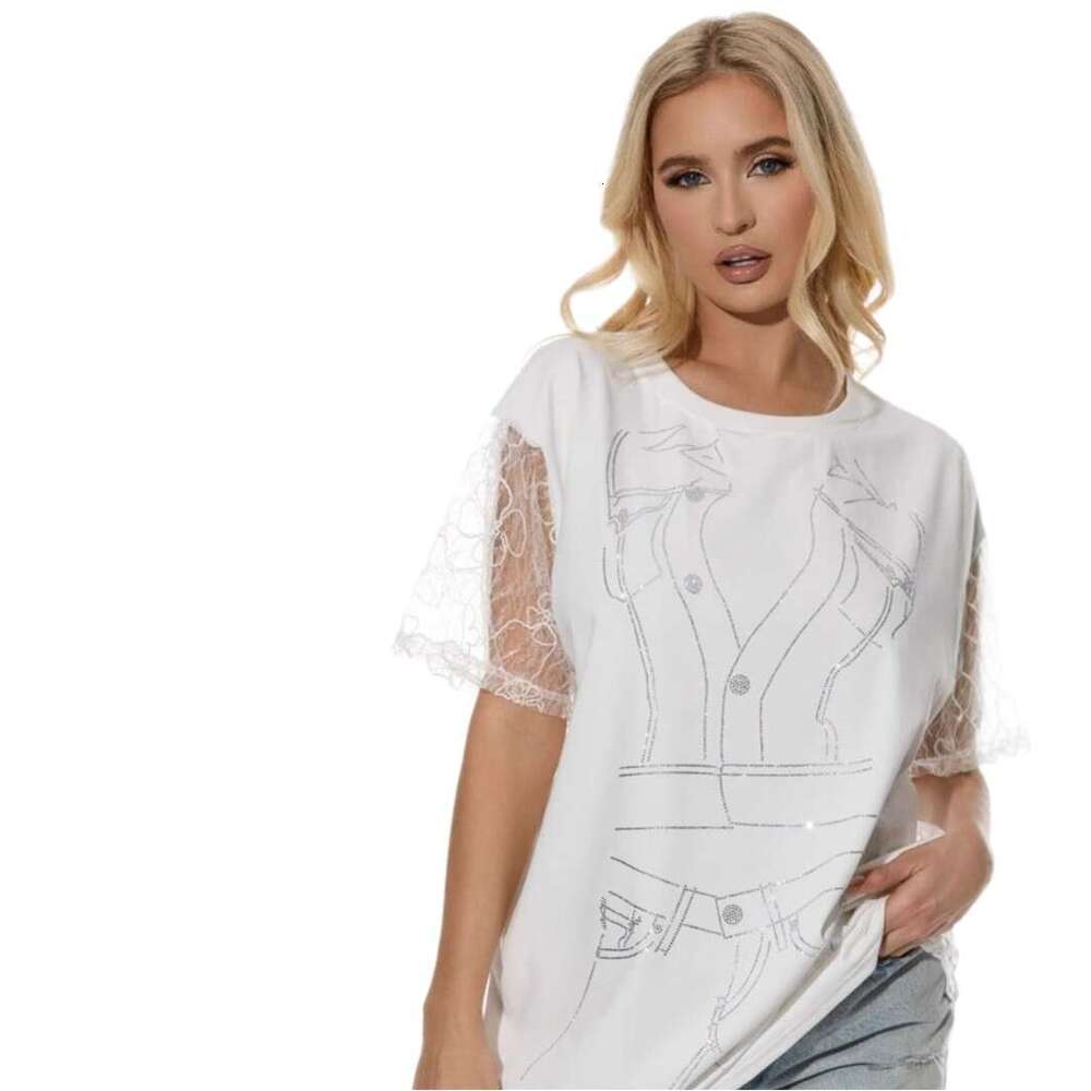 Summer Printed Lace Backless Loose Sexy T-Shirt For Women B5